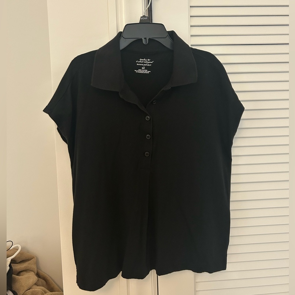 Banana Republic Black Button Down Short Sleeved Polo Shirt